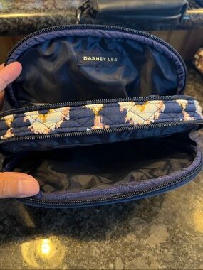 Dabney Lee Navy Quilted Cosmetic Pouch